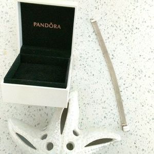 Pandora reflexions mesh 6" sterling silver bracele